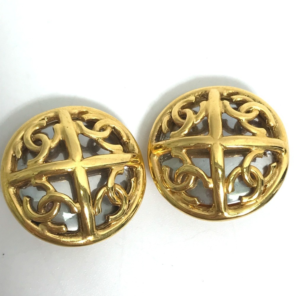 CHANEL Authentic Vintage Gold Logo Earrings